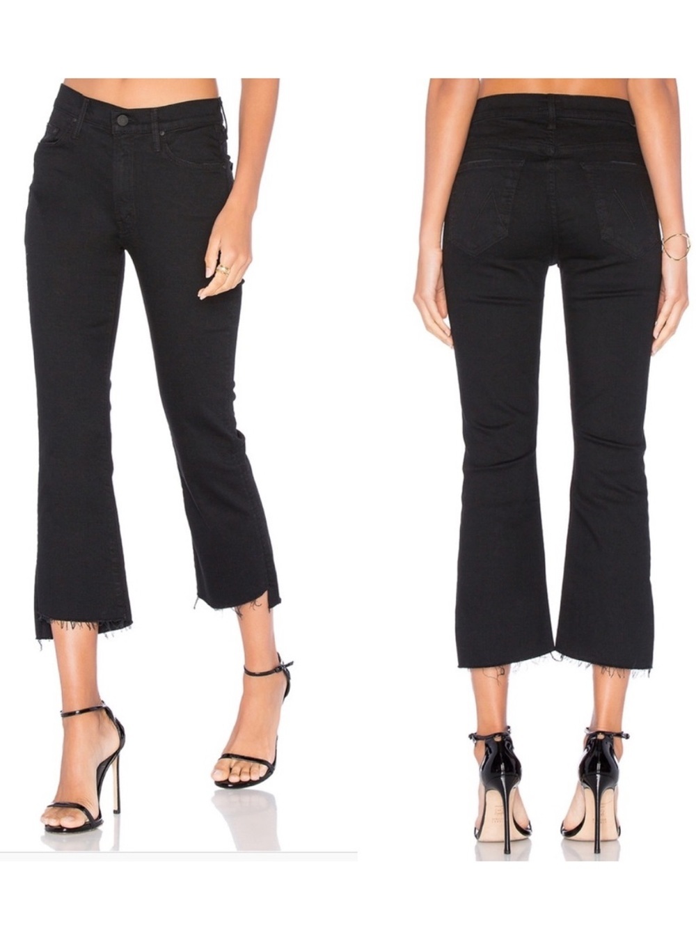 MOTHER Insider Crop Step Fray Bootcut Jeans Not Guilty Black Denim Women’s 25
